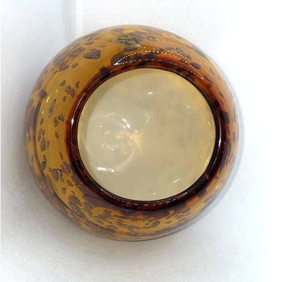 Diamond Star Corp (DS) Amber and Gold Round Hand Blown Vase - Picture 6 of 9